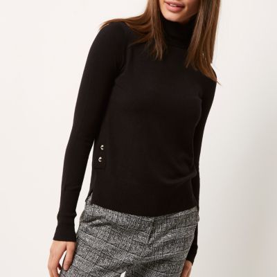 Black knit turtleneck jumper